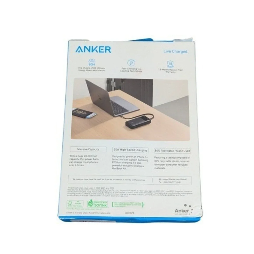 Pp5Um Anker 20k mAh Power Bank 30W Digital Display Portable Charger Black Read⬇️